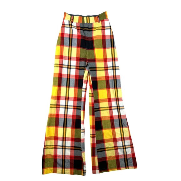 Free People Plaid Jules High-Waisted Flared Wide Leg Pants Size US 0 UK 4 - Picture 3 of 16